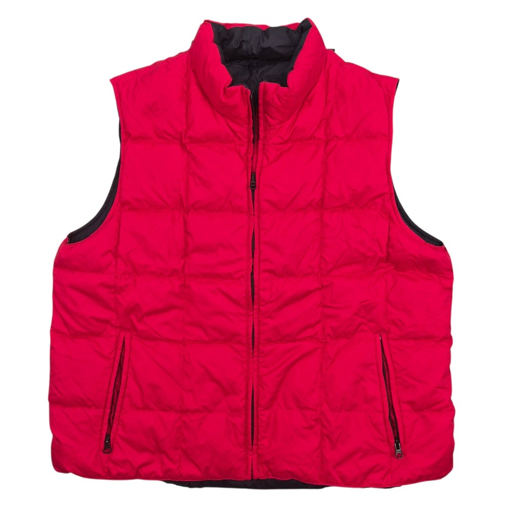 Lands End Reversible Goose Down Puffer Vest Red Gray Womens XL 18-20 Regular